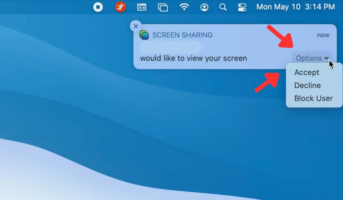 Accept Screen Sharing Prompt Mac