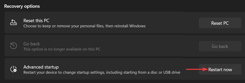 Accessing Windows Advanced Setup