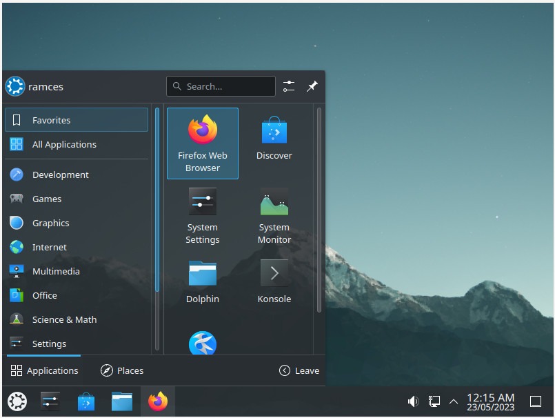A screenshot of the Kubuntu desktop.