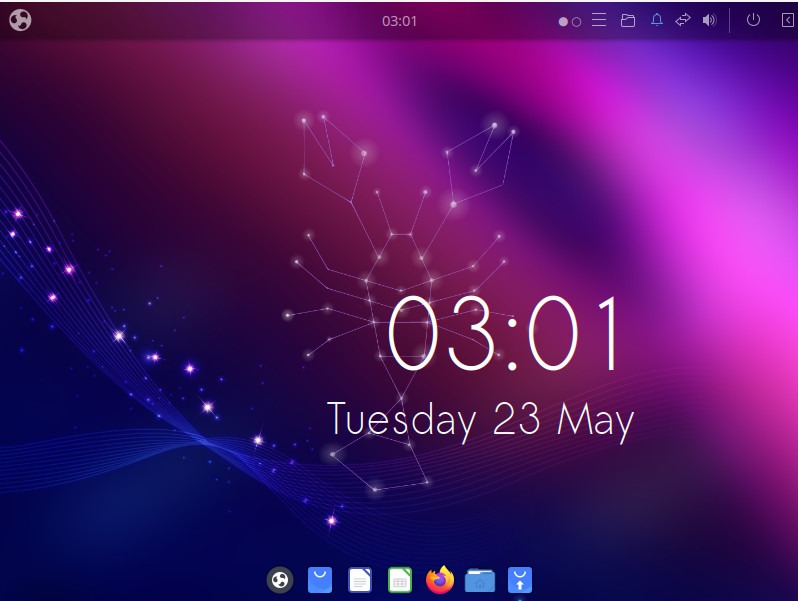 A screenshot showing the basic desktop in Ubuntu Budgie.