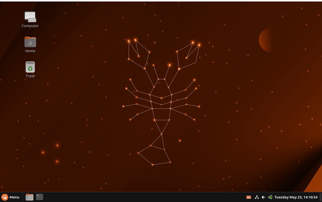 A screenshot showing the default Ubuntu Cinnamon desktop.