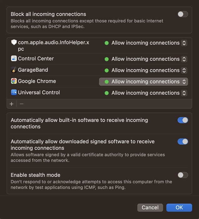 Google Chrome with "Allow incoming connections" message visible on Mac.