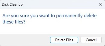 Click "Delete Files" in confirmation pop-up.