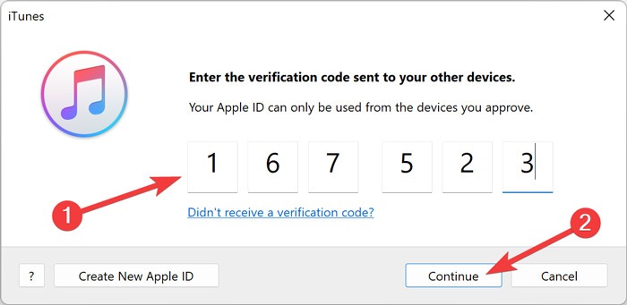 Type in code from Apple device linked to Apple ID.