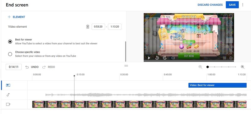 Video template confirmation in YouTube studio. 