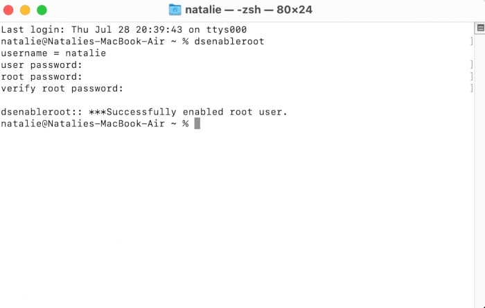 Enable Root User Mac Terminal Enabled