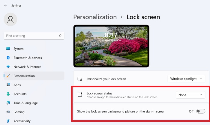 Turning off "Show the lock screen background picture on the sign-in screen" via Settings.