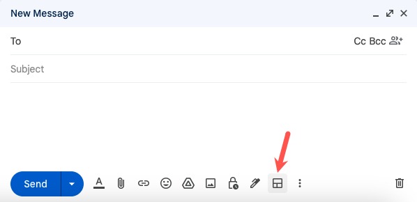 Layouts icon in the Gmail Compose window