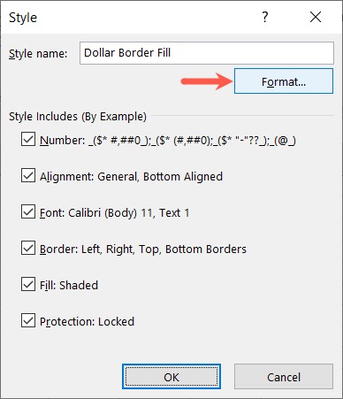 New Style box Format button