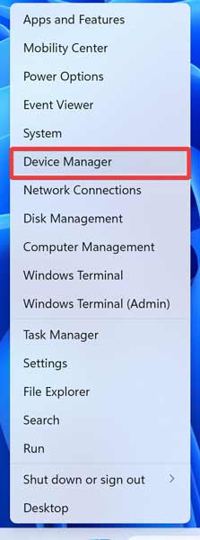 Opening Windows Device Manager