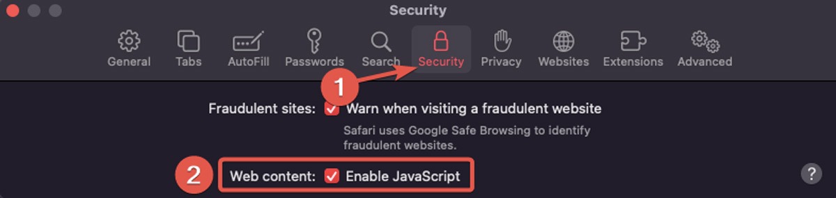 Playback Enable Safari Javascript Under Security