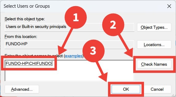 adding a new user or group in the Local Security Policy Editor