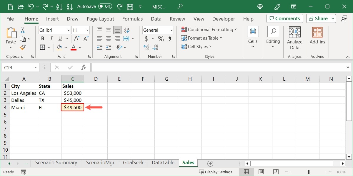 Selected cell for a style in Excel