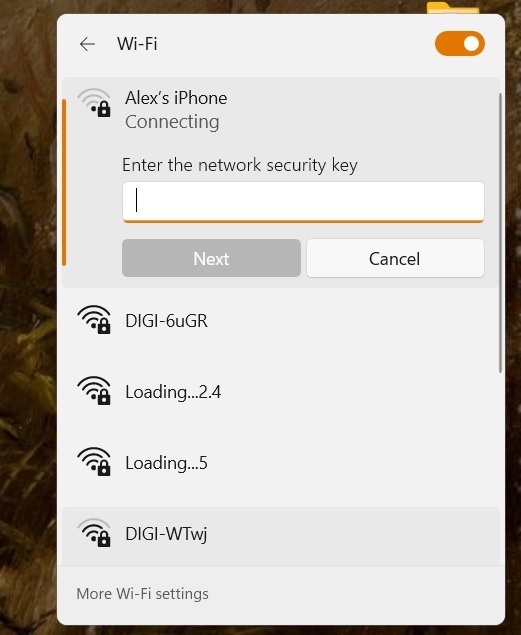Connecting to iPhone hotspot in Windows. 