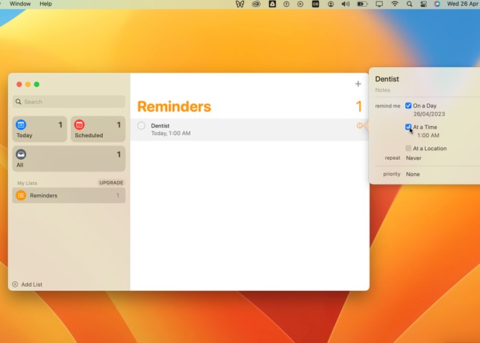 Setting Up Alarm On Mac Reminders App Setting Date And Time