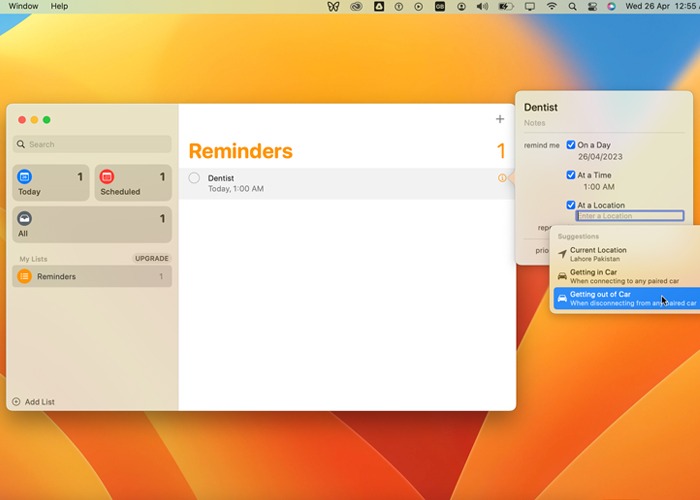 Setting Up Alarm On Mac Reminders App Setting Location