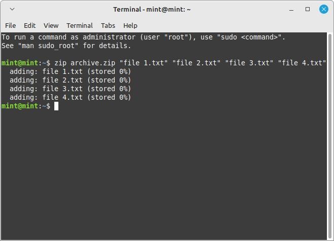 Terminal Archiving Multiple Files In One Linux Zip Command Example