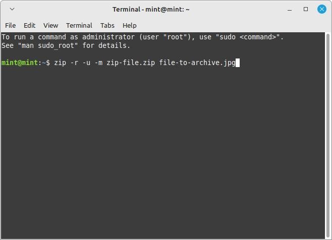 Terminal Linux Zip Command Example
