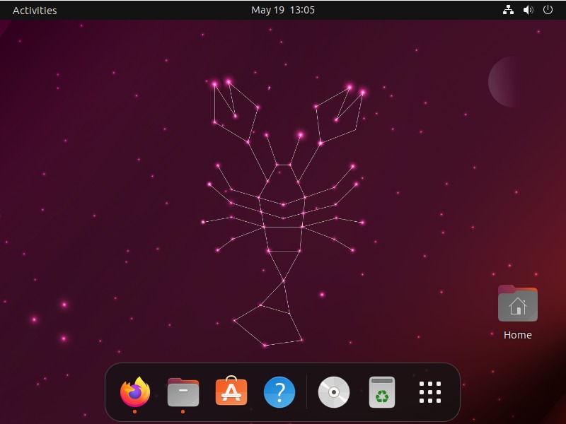 A screenshot of the desktop with Dash to Dock.