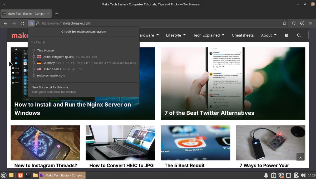 Tor Ip Circuit Linux Web Browsers Screenshot