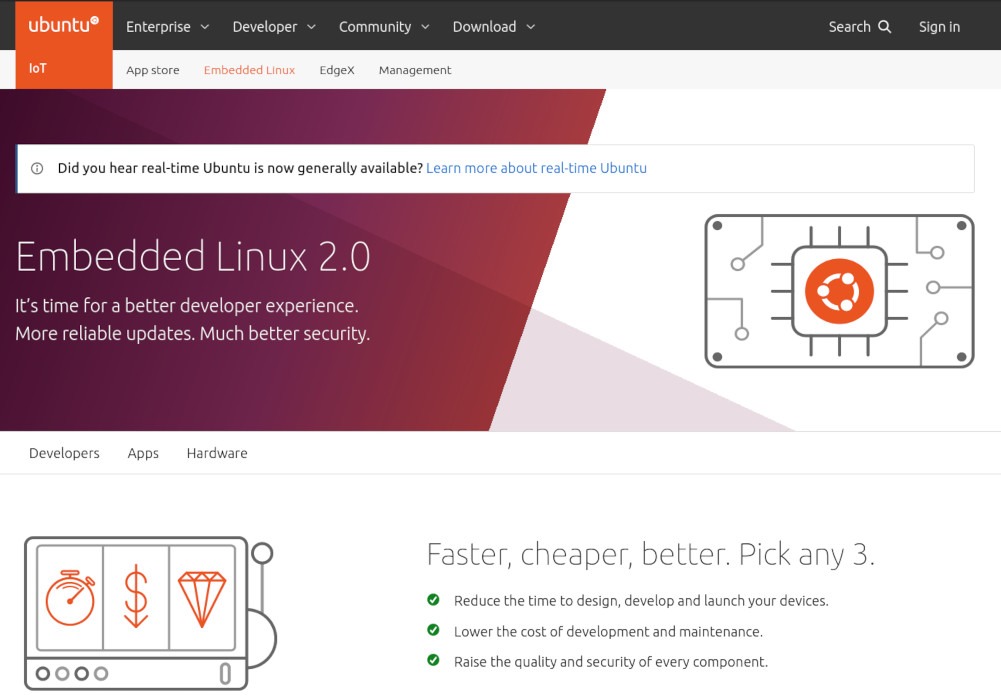 A screenshot of the Ubuntu SoC Linux distro webpage.