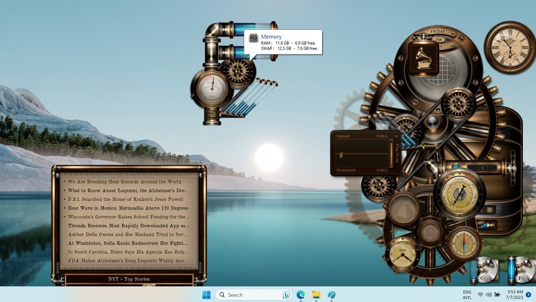 Analog-like Steampunk dock for Windows desktop.
