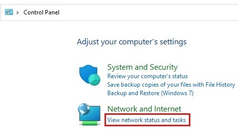 Click "View network status and tasks" from Control Panel 