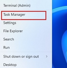 Click "Task Manager" from Start menu options