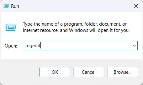 Opening the Registry Editor using Windows Run