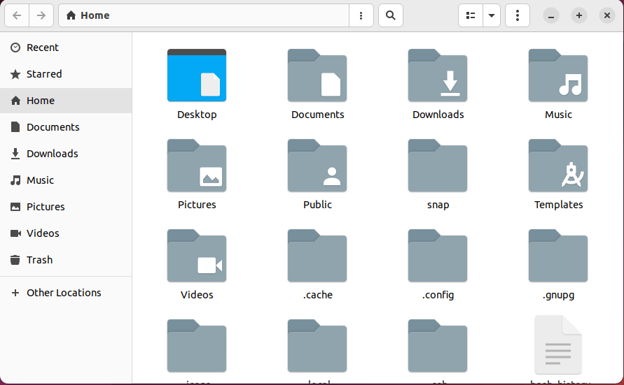 A screenshot of the Nautilus file manager with the Paper icon theme.
