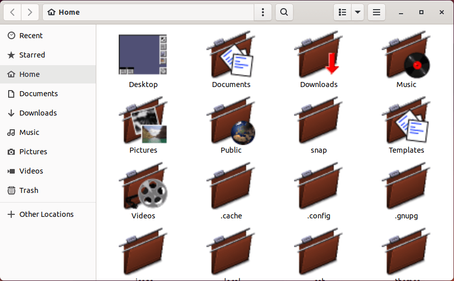 A screenshot of the Nautilus file manager with the GNUstep icon theme.