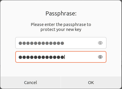 A screenshot showing the GPG passphrase key prompt.