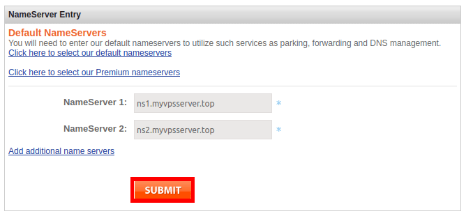 A screenshot of the nameserver entries page.