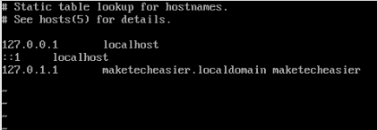 A screenshot showing a simple hosts file.