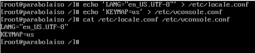 A screenshot showing the system language and keymap.