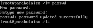 A screenshot showing the passwd command on the root account.