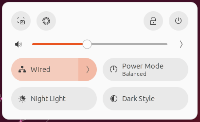 A screenshot of the default power menu in GNOME.